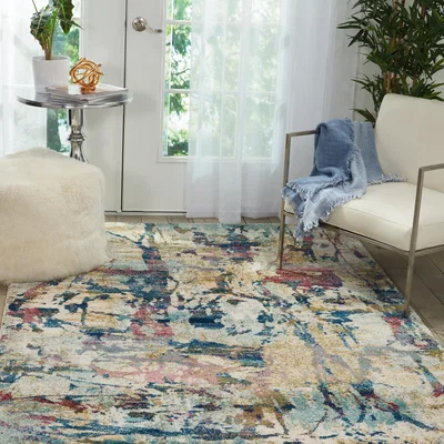 The Rug Seller Fusion Rugs FSS10 in Cream and Multi by Nourison