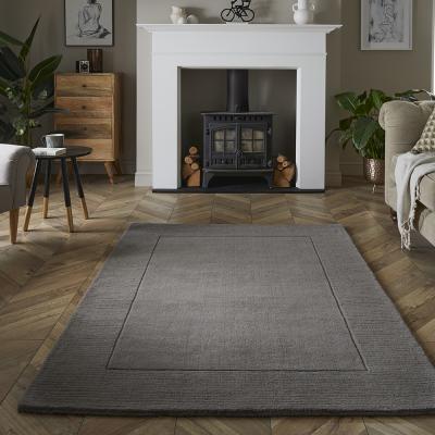 The Rug Seller Esme Mayfair Plain Carved Wool Rugs in Grey&nbsp;80x150cm