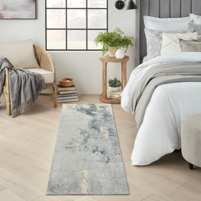 The Rug Seller SHA21 Silk Shadows Runner Rugs by Nourison in Blue Sky&nbsp;69x244cm