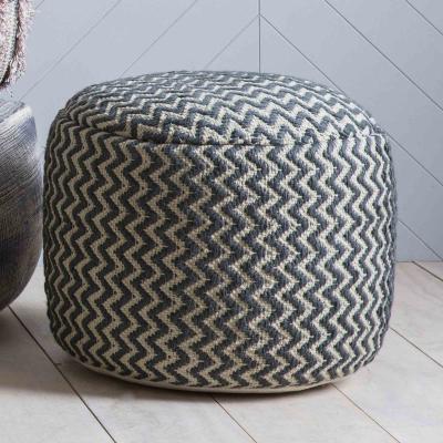 The Rug Seller Metz Geometric Pouffe Footstool in Grey by Luxe Tapi50x40cm