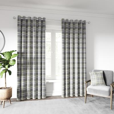 The Rug Seller Harriet Check Curtains by Helena Springfield in Chartreuse Grey&nbsp;168x137cm