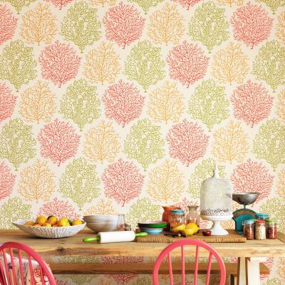 The Rug Seller Coral Reef Wallpaper 213391 by Sanderson in Tropical Brights Pink&nbsp;Roll
