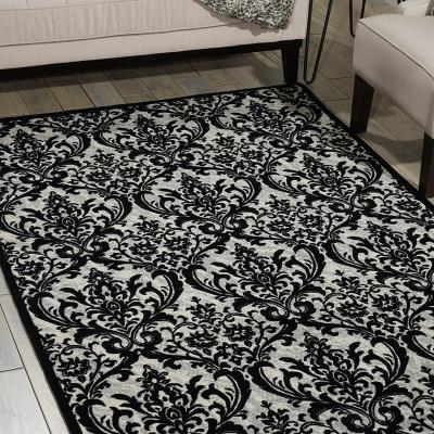 The Rug Seller Damask Rugs DAS02 in Black and White by Nourison
