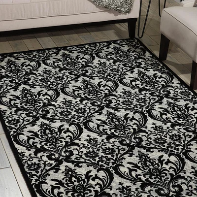 The Rug Seller Damask Rugs DAS02 in Black and White by Nourison