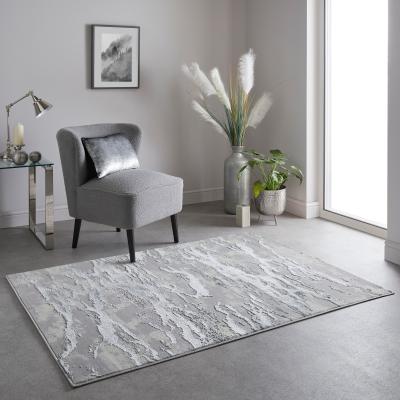 The Rug Seller Nebula NEB02 Modern Abstract Rug in Silver Grey White&nbsp;160x230cm