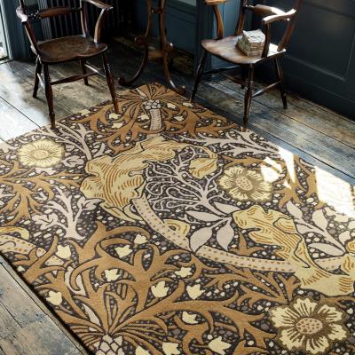 The Rug Seller Seaweed Floral Rugs 127006 in Charcoal Mustard By William Morris