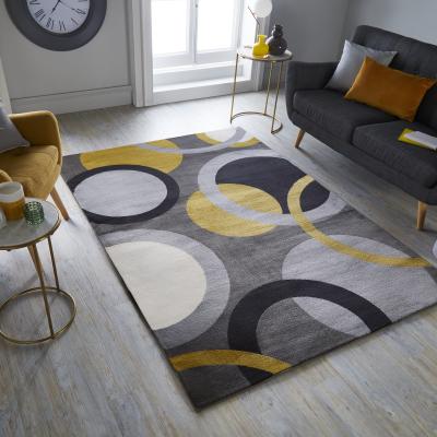 The Rug Seller Cocktail Vesper Rugs in a Modern Abstract Circle Ochre Yellow Design