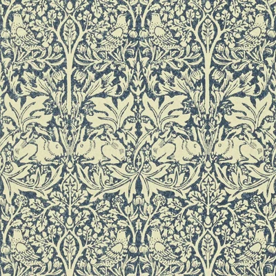 The Rug Seller Brer Rabbit Wallpaper 105 by Morris & Co in Indigo Vellum&nbsp;Roll