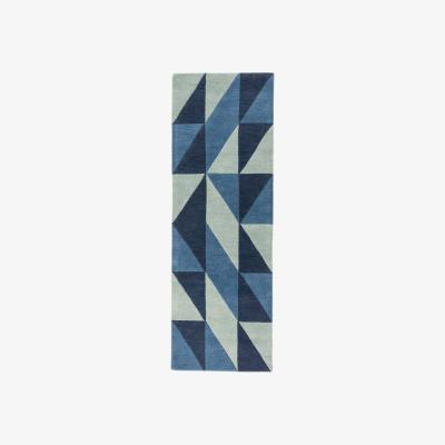 The Rug Seller Reef Flag Geometric Wool Runner Rugs RF04 in Blue&nbsp;66x200cm