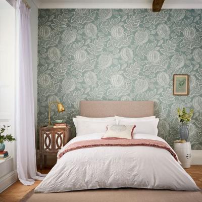 The Rug Seller Cantaloupe Embroidered Designer Bedding Duvet Cover and Pillowcase By Sanderson in Ivory White&nbsp;74x48cm