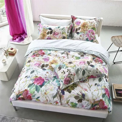 The Rug Seller Palissy Floral Duvet Cover and Pillowcase in Camellia Pink by Designers Guild Bedding&nbsp;75x50cm