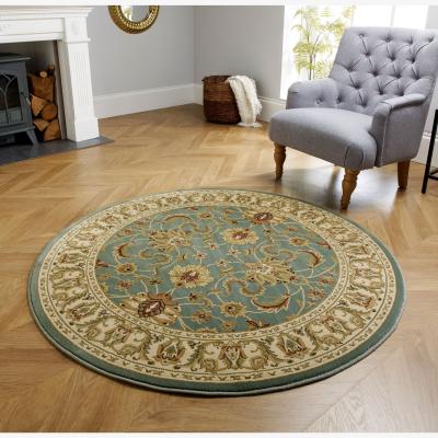 The Rug Seller Kendra Traditional Round Circle Rug 45 L in Green