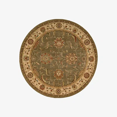 The Rug Seller Living Treasure Circular Rugs LI04 in Green