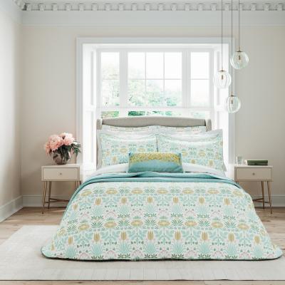 The Rug Seller Voysey Anselm Floral Bedding by V&A in Aqua Blue&nbsp;260x220cm
