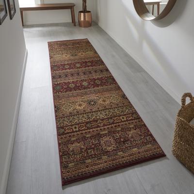 The Rug Seller Kendra 135R Traditional Persian Stripe Hallway Runner Rug in Red&nbsp;68x235cm