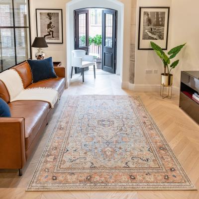 The Rug Seller Heritage Traditional Bordered HRTG104 Rugs in Sky Terra
