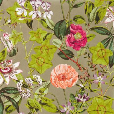 The Rug Seller Passiflora Wallpaper W0143 03 by Clarke and Clarke in Mulberry Gilver&nbsp;Roll