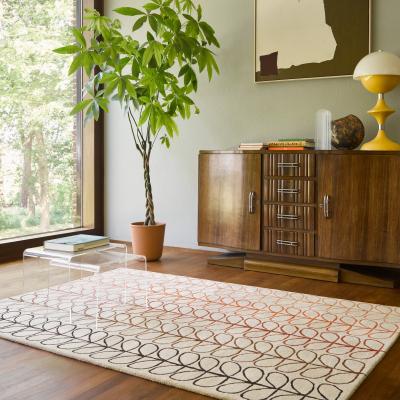 The Rug Seller Linear Stem Ombre Wool Rugs 061103 in Tomato By Designer Orla Kiely