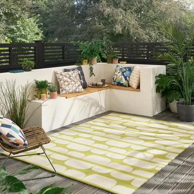 The Rug Seller Kivi Indoor Outdoor Rugs 424906 by Scion in Sunshine Green