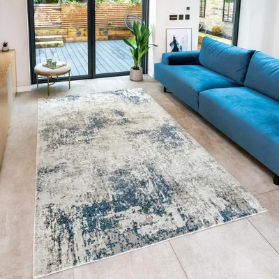 The Rug Seller Rossa ROS03 Abstract Rug by Concept Loom in Blue