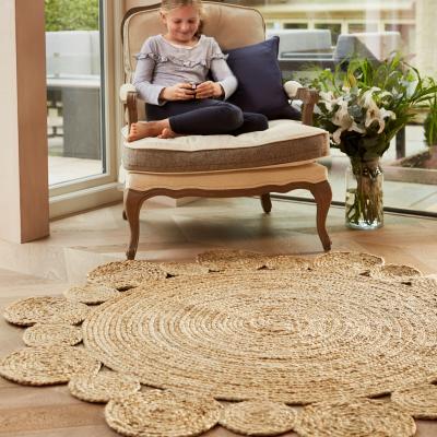The Rug Seller Jute Extra Braid Stitched Circle Rugs in Natural&nbsp;150x150cm
