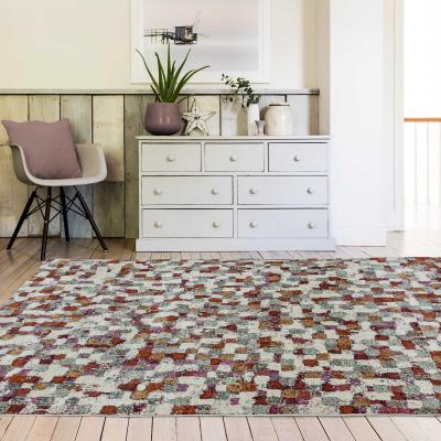 The Rug Seller Amelie Pixel Geometric Rugs in AM09 Multi