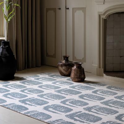 The Rug Seller Woodblock 163001 Cotton Rugs by Ted Baker in Grey250x350cm