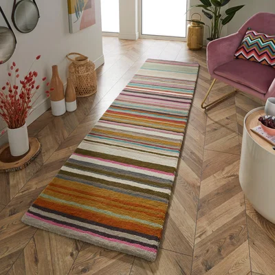The Rug Seller Estella Fresh Runner Rugs in Stripe 876801 Multi by Brink & Campman67x230cm