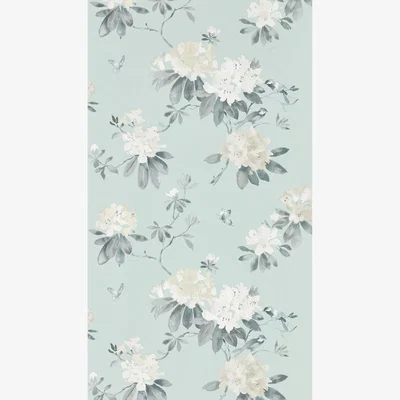 The Rug Seller Rhodera Wallpaper 216263 by Sanderson in Aqua Blue&nbsp;Roll