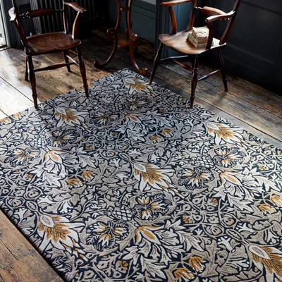 The Rug Seller Snakeshead Floral Rugs 127208 in Indigo by William Morris&nbsp;200x280cm