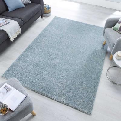 The Rug Seller Sleek Soft Shaggy Plain Rugs in Powder Blue