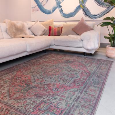 The Rug Seller Kaya Iman KY07 Traditional Persian Floral Rugs in Red Blue