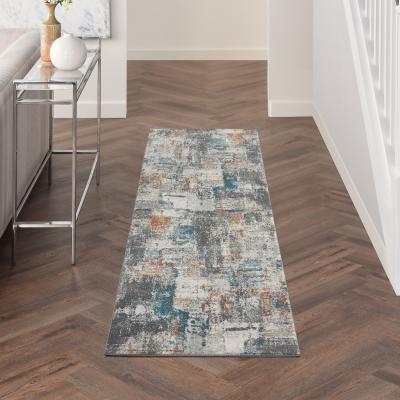 The Rug Seller Tangra TNR06 Runner Rug by Nourison in Grey Multicolour67x232cm