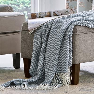The Rug Seller Arya Woven Throw by Laura Ashley in Dark Seaspray Blue140x180cm