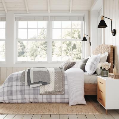 The Rug Seller Long Island Classic Check Bedding by Helena Springfield in Grey&nbsp;220x230cm