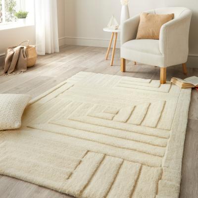 The Rug Seller Maze Geometric Wool Rugs in Pristine Cream&nbsp;120x170cm