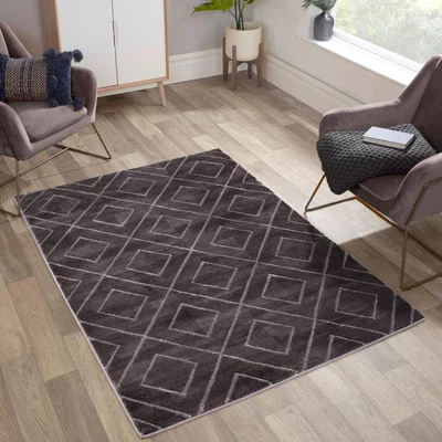 The Rug Seller Bianco 0196QA Geometric Rug in Dark Grey
