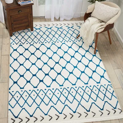 The Rug Seller Kamala Rugs DS500 by Nourison in White and Blue239x320cm