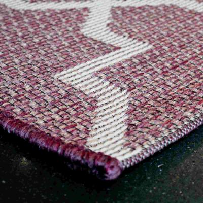 The Rug Seller Newquay Geometric Trellis Flatweave Outdoor Rugs 96003 8007 Purple