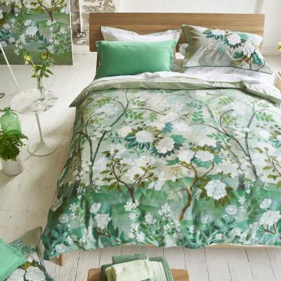 The Rug Seller Fleur Orientale Duvet Cover and Pillowcase in Celadon Green By Designers Guild Bedding&nbsp;200x200cm