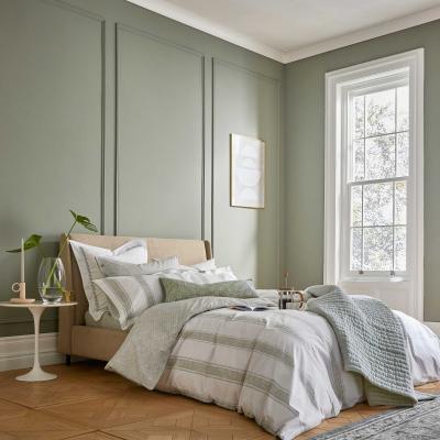 The Rug Seller Yuna Striped Geometric Cotton Bedding in Sage Green White&nbsp;48x74cm