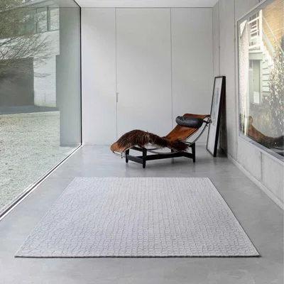 The Rug Seller Louis De Poortere Structures Trammel Rug 9246 in Willow White&nbsp;80x150cm