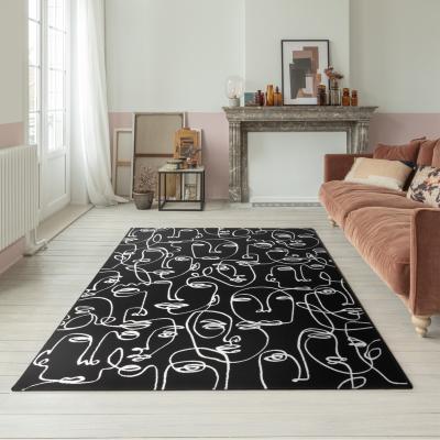 The Rug Seller Tiago 46316 AF900 Modern Faces Rugs in Black White