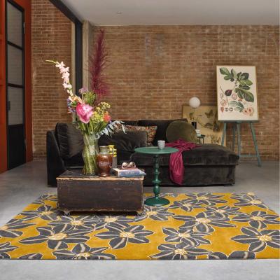 The Rug Seller Zakouma Floral Wool Rugs 160606 by Ted Baker in Ochre Yellow