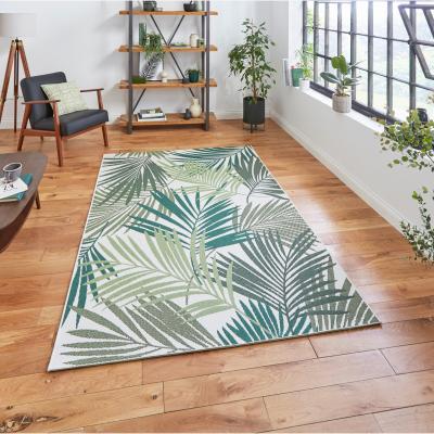 The Rug Seller Miami 19433 Indoor Outdoor Botanical Leaf Rug in Green Light Beige&nbsp;200x290cm