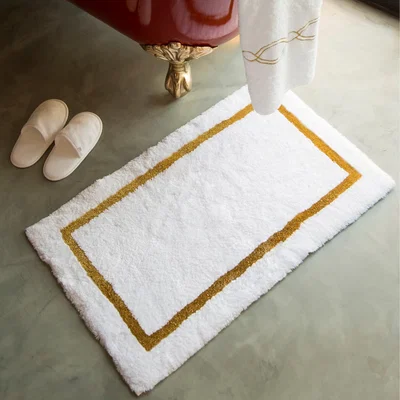 The Rug Seller Luxury Karat Bordered Bath Mat by Designer Abyss & Habidecor&nbsp;70x120cm