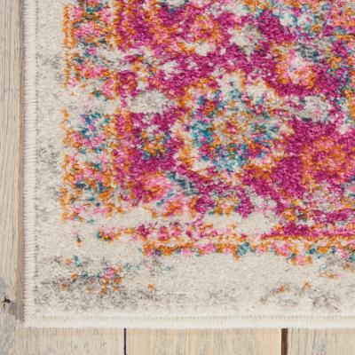 The Rug Seller Passion Traditional Medallion Persian Rugs PSN03 in Ivory and Fuchsia&nbsp;201x290cm