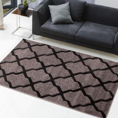 The Rug Seller Tiles Rugs in Grey Black&nbsp;70x140cm
