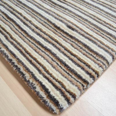The Rug Seller Seasons Loom Knotted Striped Wool Rugs SEA02 in Brown and Sand