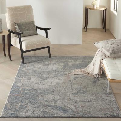 The Rug Seller Rustic Textures RUS15 Abstract Rugs in Grey Blue